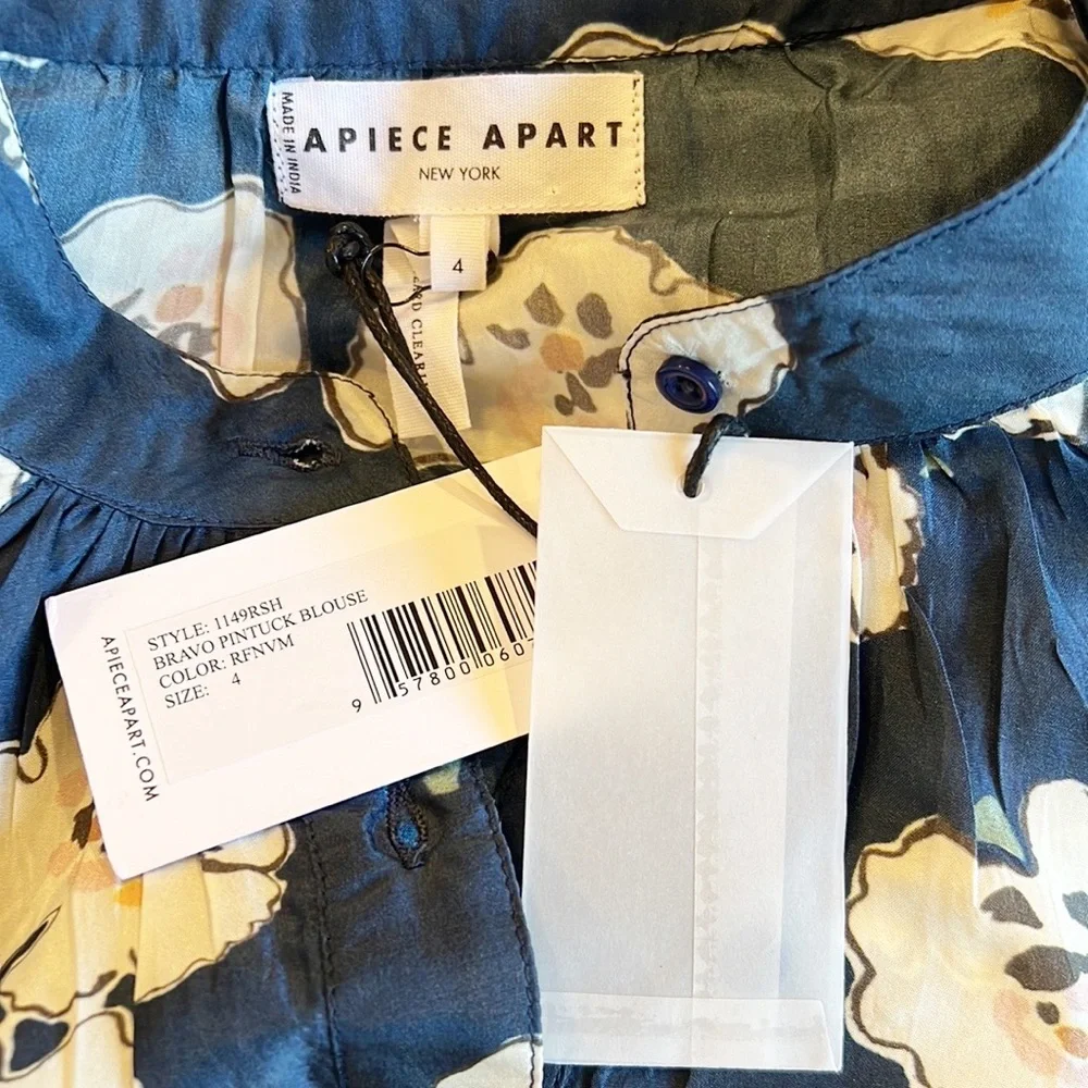 NWT Apiece Apart Floral Bravo Pintuck Blouse - Picture 9 of 13